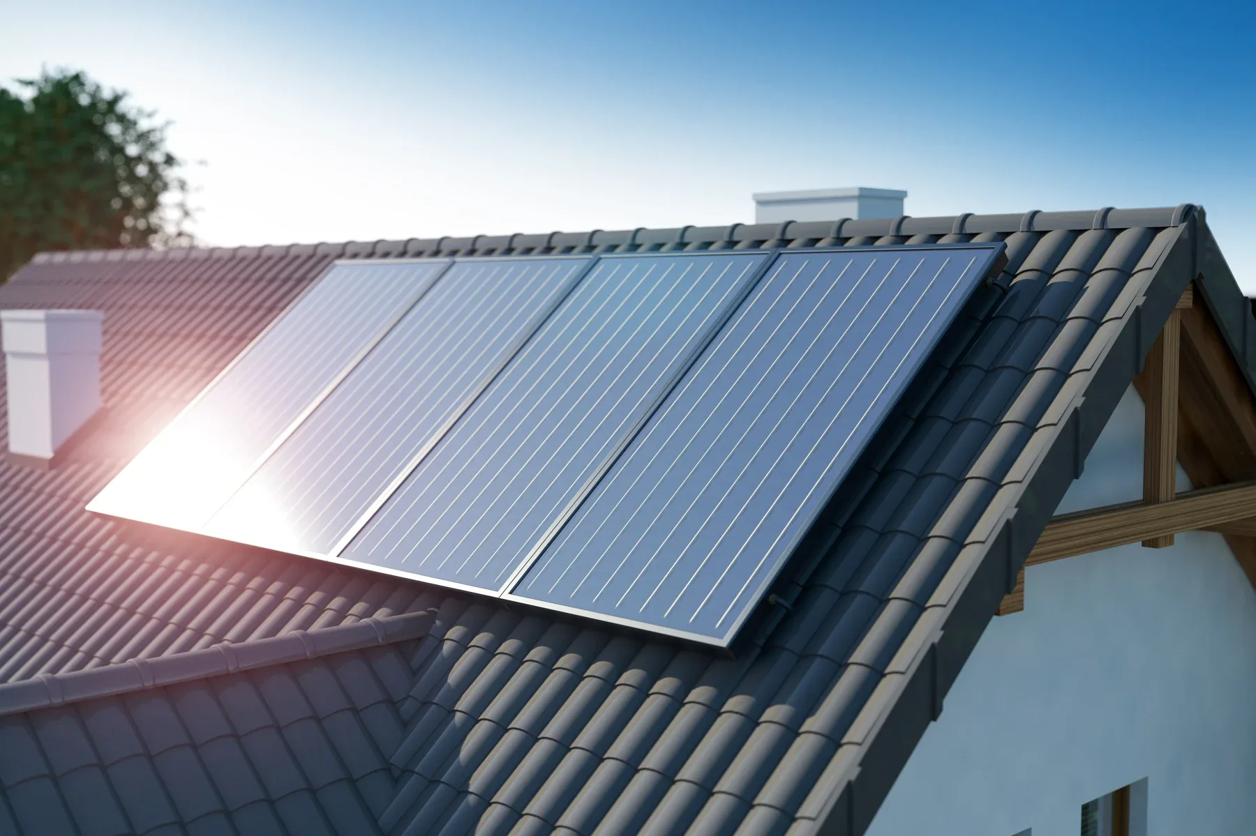 Maison équipée de panneaux solaires