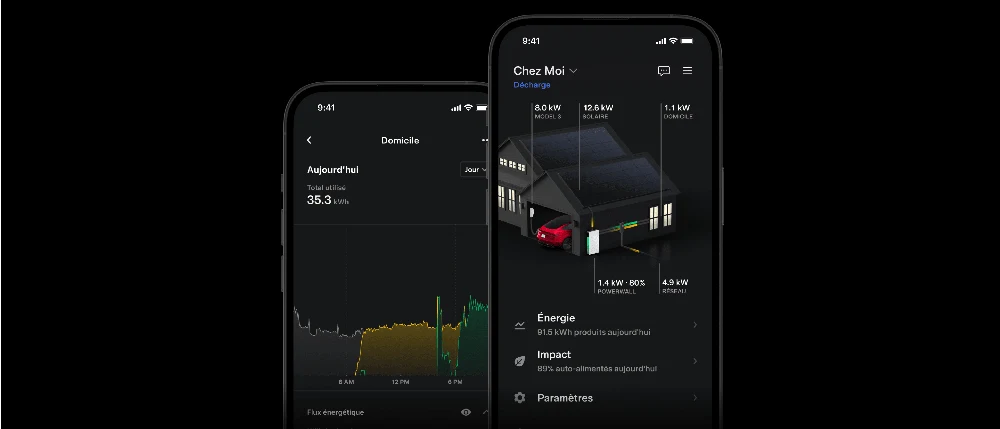 Écrans de l’application Tesla Energy