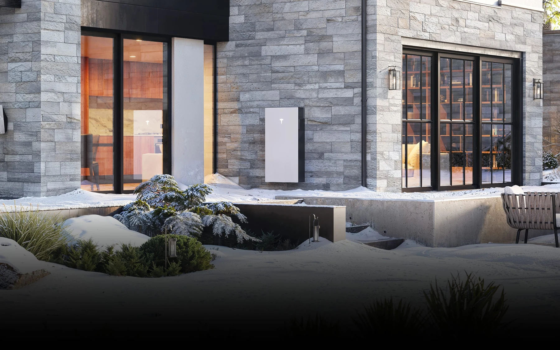 Powerwall 3 sur le mur d’une maison, visuel Tesla
